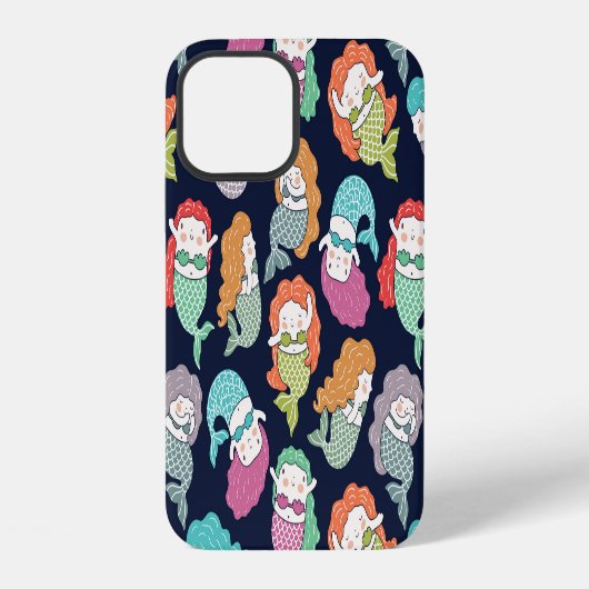 人魚:幻想的なシームレスパターン。 iPhoneケース (裏面)