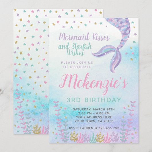 人魚、海の下、マジカル 招待状 (正面/裏面)