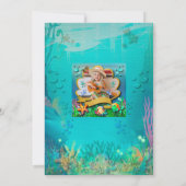 人魚, 海貝殻, 海の動物の友達, サンゴ礁 招待状 (裏面)