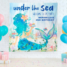 人魚 海 オーシャン 誕生日 写真 背景 タペストリー