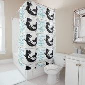 人魚 砂 海 泳ぐ パターン シャワーカーテン (インサイチュ)