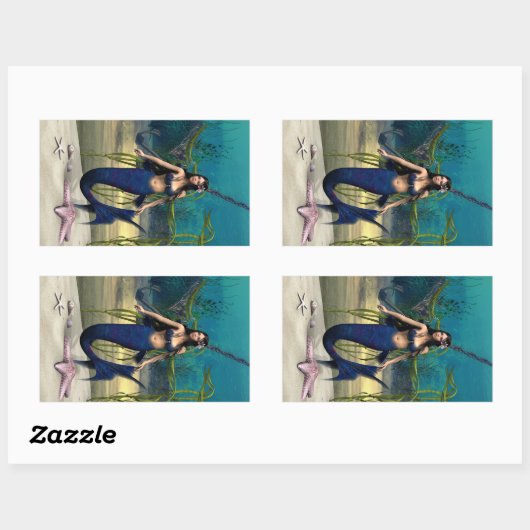 人魚 長方形シール (シート)