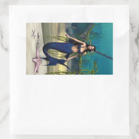 人魚 長方形シール (バッグ)