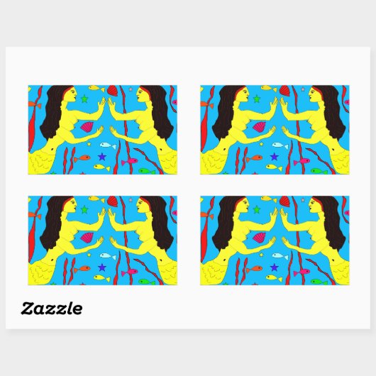 人魚 長方形シール (シート)