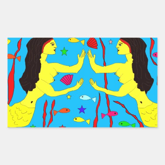 人魚 長方形シール (正面)