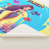 人魚、魚の水に飛び散パーソナライズされたる シェルパブランケット (3/4)