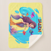 人魚、魚の水に飛び散パーソナライズされたる シェルパブランケット (正面)