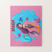 人魚、魚の水に飛び散パーソナライズされたる ジグソーパズル (縦)