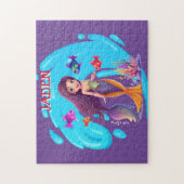 人魚、魚の水に飛び散パーソナライズされたる ジグソーパズル (縦)