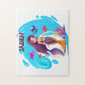人魚、魚の水に飛び散パーソナライズされたる ジグソーパズル (縦)