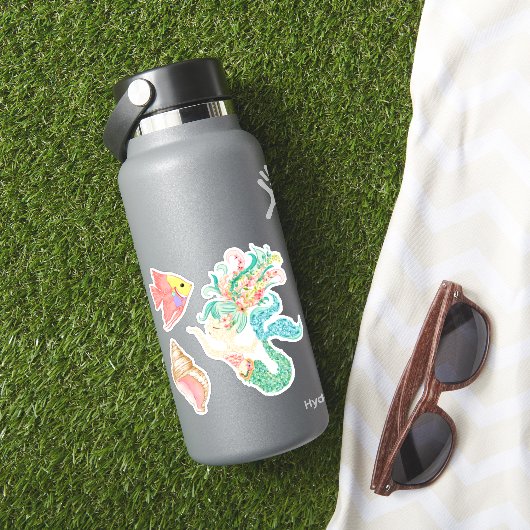 人魚、魚、貝殻 ビニールステッカー シール (HydroFlaskインサイチュ)