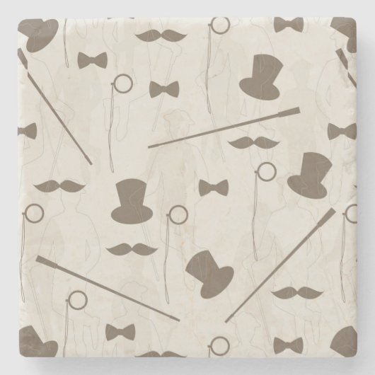 人2のためのレトロパターン ストーンコースター (正面)