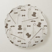 人2のためのレトロパターン ラウンドクッション (裏面)