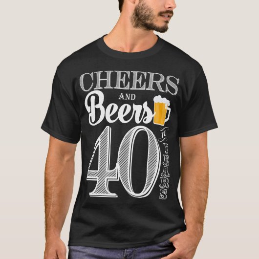 人40年のへの応援そしてビールTシャツ Tシャツ (正面)