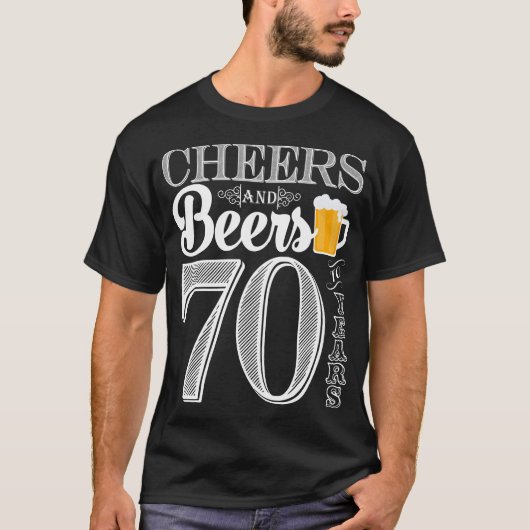 人70年のへの応援そしてビールTシャツ Tシャツ (正面)