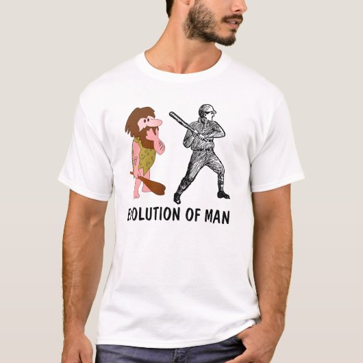 人、おもしろいな野球のTシャツの進化 Tシャツ (正面)