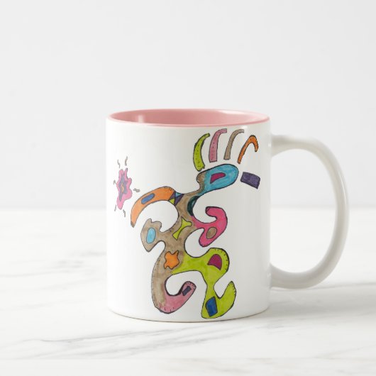 "人"の走ります抽象的なマグ ツートーンマグカップ (右)
