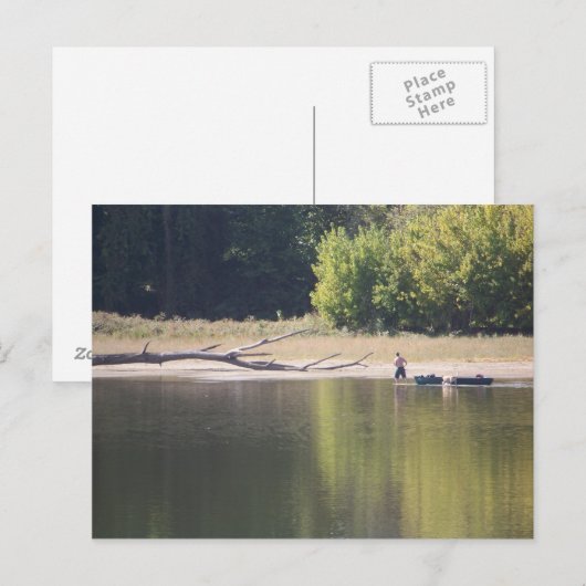人、カヌー、犬、流木 ポストカード (正面/裏面)