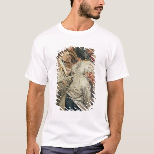 人、労働者の年齢からの左のパネル Tシャツ (正面)