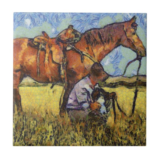 人、馬、犬 タイル (正面)