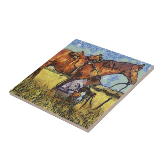 人、馬、犬 タイル (側面)