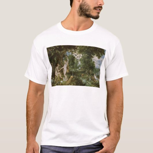 人、c.1615の秋が付いているエデンの園 tシャツ (正面)
