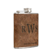 人" sの素朴なモノグラムのフェイクな革バッファローブラウン フラスク (右)