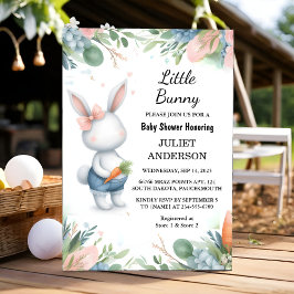 今お母さん耳ホップブルーにいくつかのバニー赤ちゃんシャワー 招待状