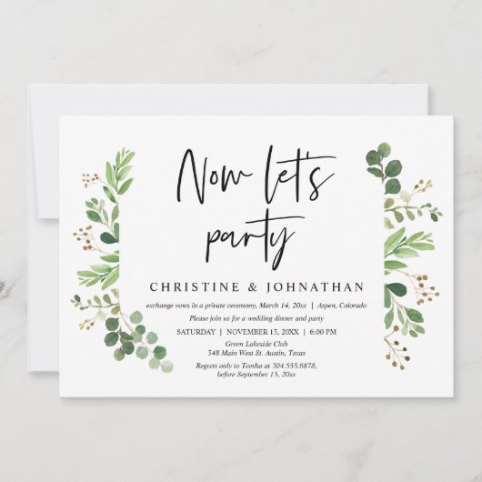 今からパーティーを始めよう！結婚式前撮りお祝い 招待状 (正面)