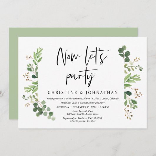 今からパーティーを始めよう！結婚式前撮りお祝い 招待状 (正面/裏面)