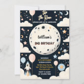 今かわいい宇宙の夜空2月2日の誕生日 招待状 (正面)