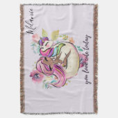 今かわいらし日ガーリーはユニコーンピンク スローブランケット (正面縦)