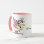 今かわいらし日ガーリーはユニコーンピンク マグカップ (正面左)