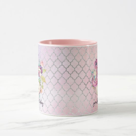 今かわいらし日ガーリーはユニコーンピンク マグカップ (中央)