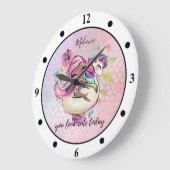 今かわいらし日ガーリーはユニコーンピンク ラージ壁時計 (傾斜)