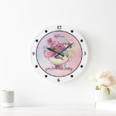 今かわいらし日ガーリーはユニコーンピンク ラージ壁時計 (ホーム)