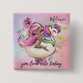 今かわいらし日ガーリーはユニコーンピンク 缶バッジ