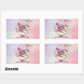 今かわいらし日ガーリーはユニコーンピンク 長方形シール (シート)