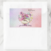 今かわいらし日ガーリーはユニコーンピンク 長方形シール (バッグ)