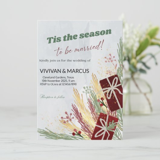 「今が今の季節結婚した」 – クリスマス結婚。 招待状 (スタンド正面)