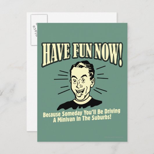 今すぐおもしろいを持っている：ミニバン郊外の運転 ポストカード (正面/裏面)
