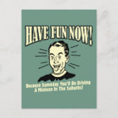 今すぐおもしろいを持っている：ミニバン郊外の運転 ポストカード (正面)