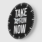 今すぐアクションを実行 – 成功やる気を起こさせる ラージ壁時計 (傾斜)