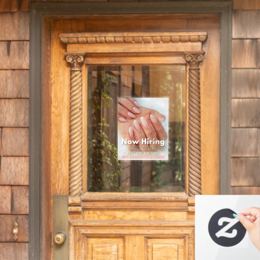 今すぐカスタマイズ ネイルサロン技術者募集中 ピンク ウィンドウサイン (ホームデコレーション)