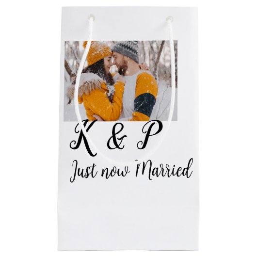 今すぐクーラフォトを結婚した追加する名前の文字l スモールペーパーバッグ (正面)