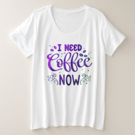 今すぐコーヒーが必要なフリーフィット女性のプラスサイズの基本 プラスサイズTシャツ
