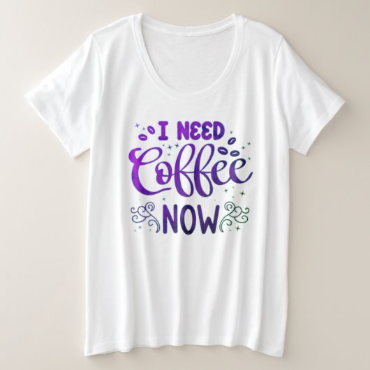 今すぐコーヒーが必要なフリーフィット女性のプラスサイズの基本 プラスサイズTシャツ (デザイン正面)
