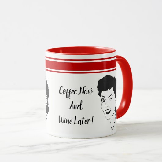 今すぐコーヒーとワイン後のレトロスタイルマグカップ マグカップ (正面右)
