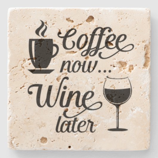 今すぐコーヒーのワインの後のギフトおもしろいプレゼント ストーンコースター (正面)