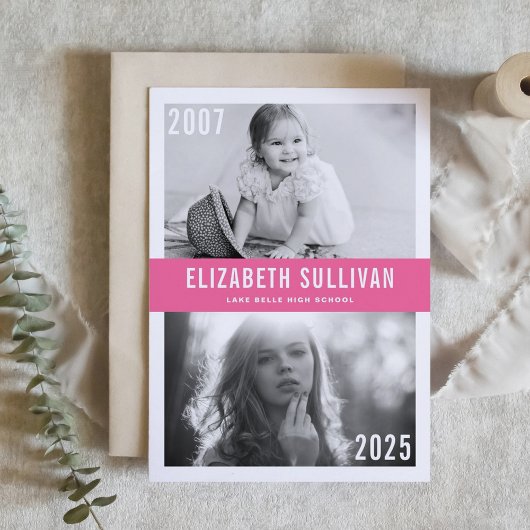 今すぐピンクに変えてフォトコラージュ卒業 招待状